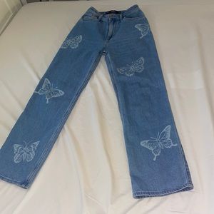 hollister butterfly ultra high-rise dad jeans